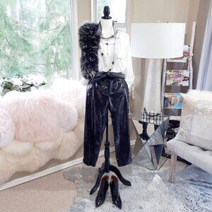 EUC Olsen Europe white blouse with grey sequin embellished collar, XL